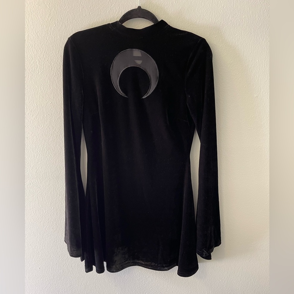 Killstar Black Velvet Mini Dress with Crescent Detail. Rare find